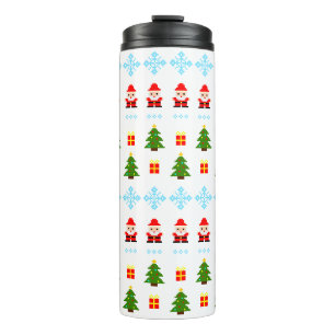 Garrafa Térmica Natal em Pixel Art