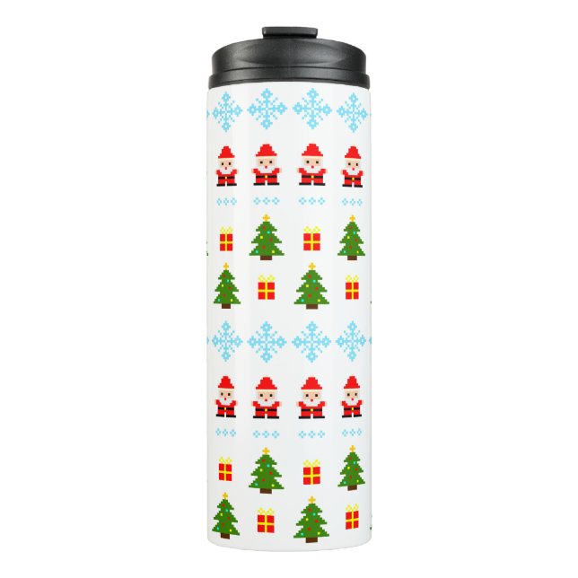 Garrafa Térmica Natal em Pixel Art (Frente)