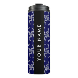 Garrafa Térmica Natal Garland, Azul, Seu nome, Personalize