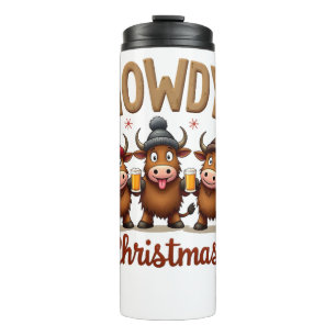 Garrafa Térmica Natal Howdy Vaca Highland Divertida Amante de Vaca