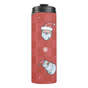 Garrafa Térmica Natal minimalista: Design vermelho sem costura.