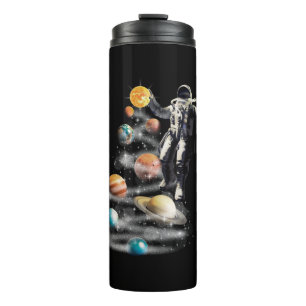 Garrafa Térmica Natal no Astronauta do Sistema Solar no Espaço