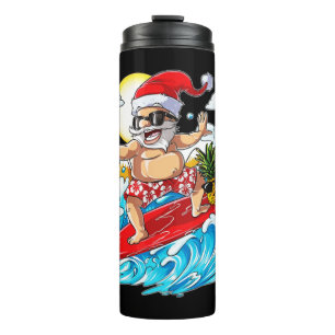 Garrafa Térmica Natal no Surfe Havaiano de Papais noeis de julho