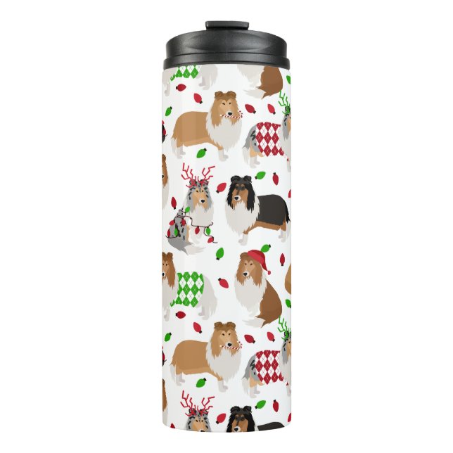 Garrafa Térmica Natal Rough Collie Thermal Tumbler (Frente)