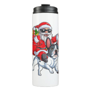 Garrafa Térmica Natal Santa Claus Andando Buldogue Francês Xmas B