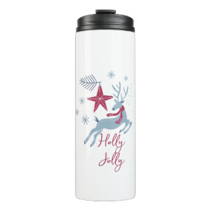 Garrafa Térmica Natal Simples de Férias Vermelho Azul Insulizado