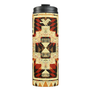 Garrafa Térmica Nativo Americano, Abstrato Vintage desenhado à Mão