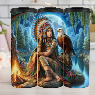 Garrafa Térmica Nativo Americano Moonlit Maiden e Guardian Eagle.