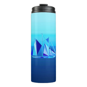 Garrafa Térmica Nave de vela geométrica moderna / Iate, Azul Cobal