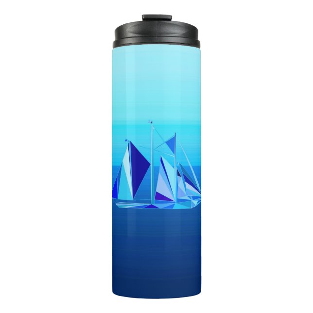 Garrafa Térmica Nave de vela geométrica moderna / Iate, Azul Cobal (Frente)