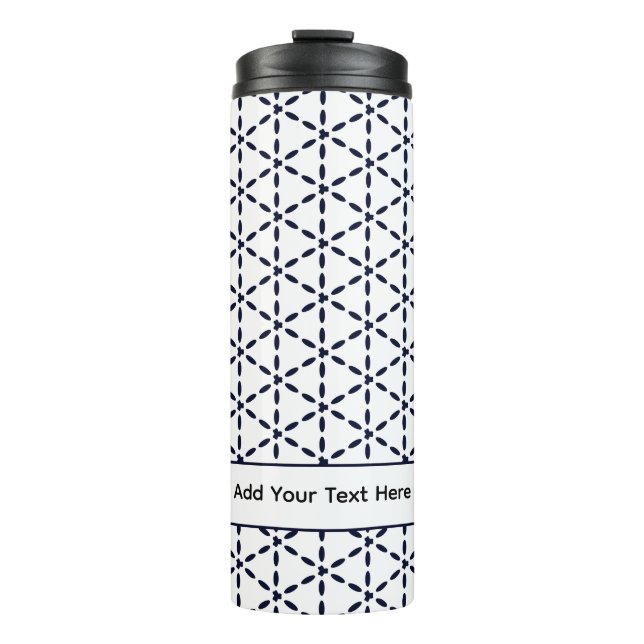 Garrafa Térmica Navy Blue Geometric Pattern on White (Frente)