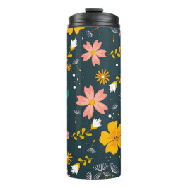 Garrafa Térmica Navy Floral Garden Whimsical Spring Pattern