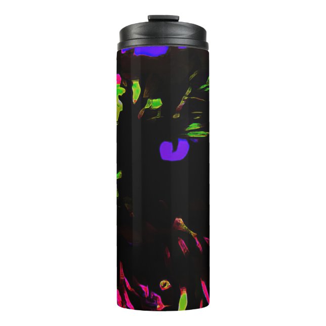 Garrafa Térmica Neon Black Cat com olhos brilhantes (Frente)