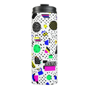 Garrafa Térmica Neon Retro Memphis Geometric Chaos Pattern