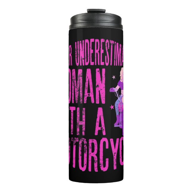 Garrafa Térmica Never Underestimate A Woman With A Motorcycle A Fu (Frente)