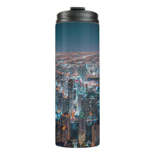 Garrafa Térmica Noite – Deslumbrantes Luzes da Cidade e Paisagem U