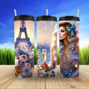 Garrafa Térmica Noite Romântica pela Torre Eiffel