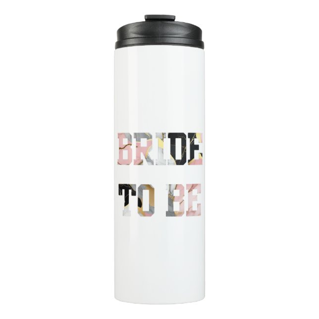 Garrafa Térmica Noiva de mármore rosa e Dourada para ser (Frente)