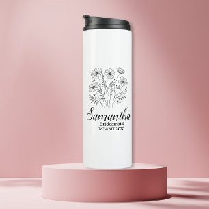 Garrafa Térmica Noiva Personalizada Floral Nome