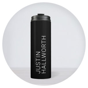 Garrafa Térmica Nome Branco Moderno em Tumbler Térmico Preto