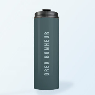 Garrafa Térmica Nome com Estilo Moderno Azul Cinza