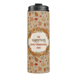 Garrafa Térmica Nome da família Folhas de Ação de Graças