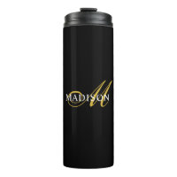 Nome de Script Dourado do Monograma Preto Moderno