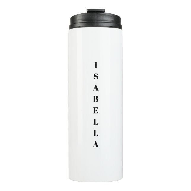 Garrafa Térmica Nome de servidor vertical personalizado branco pre (Frente)