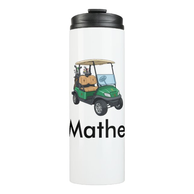 Garrafa Térmica nome do carro de golfe verde presentes para menino (Frente)