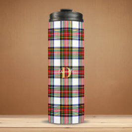 Garrafa Térmica Nome do Monograma do Tartan Personalizado Natal