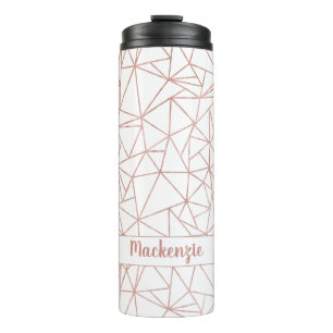 Garrafa Térmica Nome Geométrico ou Monograma da Folha Rosa de Ouro