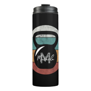 Garrafa Térmica Nome inicial do monograma personalizado da Vintage