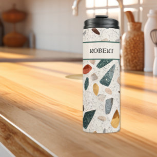 Garrafa Térmica Nome, Lrg Glass Chips Mosaic Terrazzo Padrão 12oz