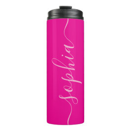 Garrafa Térmica Nome Moderno em Letra de Cor-de-Rosa no Tumbler Té