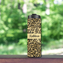 Nome Monograma Preto Dourado Estampa Leopardo Guep