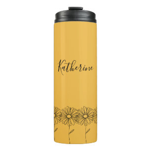 Garrafa Térmica Nome personalizado April daisy Birth Flower