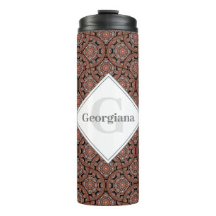 Garrafa Térmica Nome personalizado Art Deco Safari Sunset Boho Man
