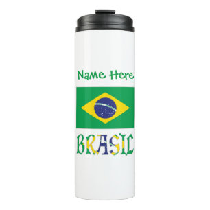 Garrafa Térmica Nome Personalizado Bandeira Brasil