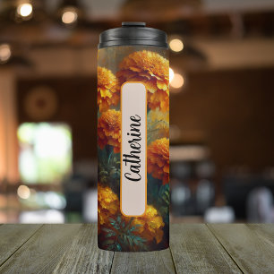Garrafa Térmica Nome Personalizado Birth Flower 16 de outubro oz