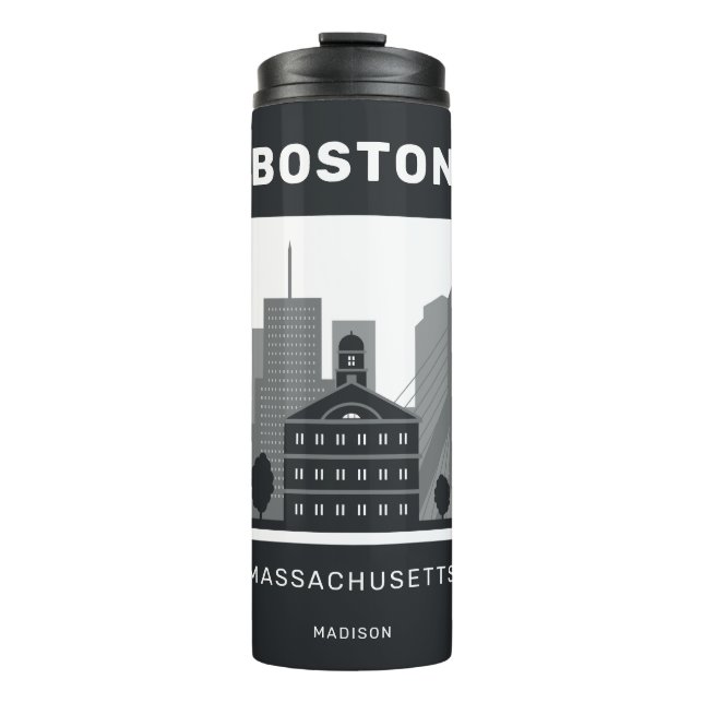 Garrafa Térmica Nome Personalizado Boston Massachusetts (Frente)