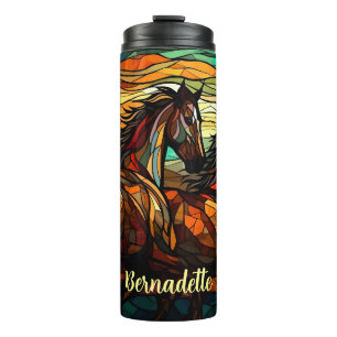Garrafa Térmica Nome Personalizado Cavalo de Vidro Contido