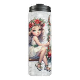 Garrafa Térmica Nome Personalizado da Fada de Natal da Silver Glit