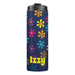Garrafa Térmica Nome Personalizado da Flor Hippie Groovy
