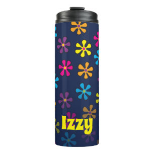 Garrafa Térmica Nome Personalizado da Flor Hippie Groovy