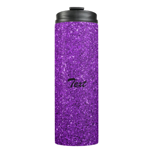 Garrafa Térmica Nome Personalizado da Glitter de Roxo Personalizad (Frente)