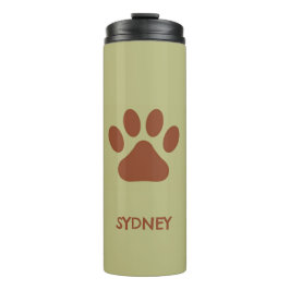 Garrafa Térmica Nome personalizado da pata de cão castanho