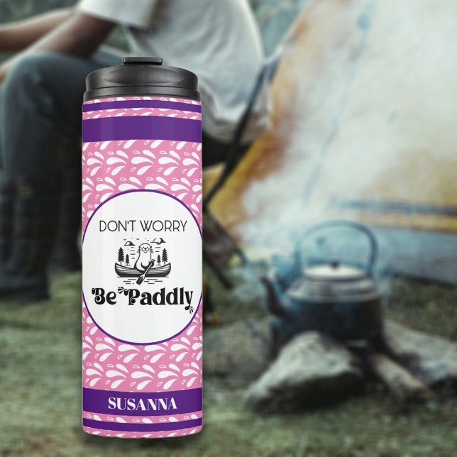 Garrafa Térmica Nome Personalizado da Porta da Faixa de Padrões Co (Criador carregado)