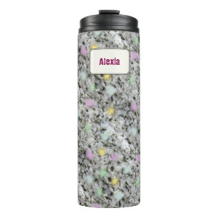 Garrafa Térmica Nome Personalizado da Textura Geológica Pastel Roc