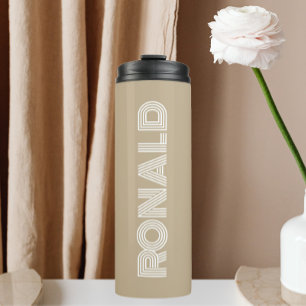 Garrafa Térmica Nome Personalizado da Tipografia Moderna Khaki