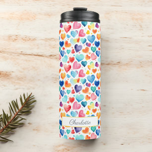 Garrafa Térmica Nome Personalizado de Amor Cuto Colorido de Cor d'
